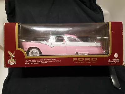 Road Legends 1955 Ford Fairlane Crown Victoria - Pink White - 1:18 Diecast NRFB • $24.99