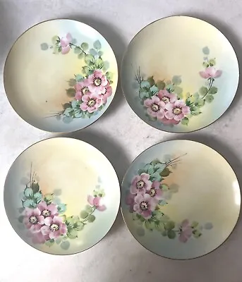 (4) Nippon Hand Painted Floral Cherry Blossom Hand Painted Porcelain Plate Set • $15