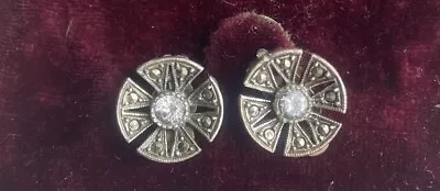 Vintage Marcasite And Paste Earrings Clip On Earrings Art Deco Earrings • £12