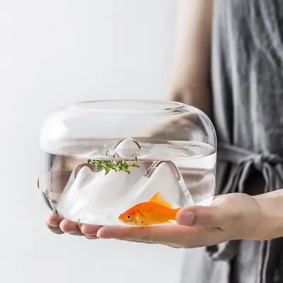 Transparent Snow Mountain Glass Fish Tank Mini Aquarium Fish Tank Decoration • $55.19