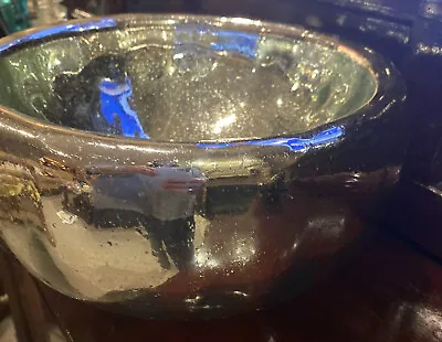 Lg Antiqued Mercury Glass Double Walled Bowl Centerpiece 11” • $85