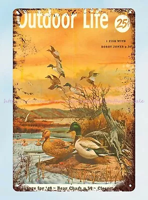 $18.89 • Buy Outdoor Life 1954 Fishing Hunting Ducks Metal Tin Sign Old Signs For Sale