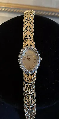 $1700 • Buy Bulova Ladies Watch 14k Solid Yellow Gold With 10 Diamonds, Quartz Movement