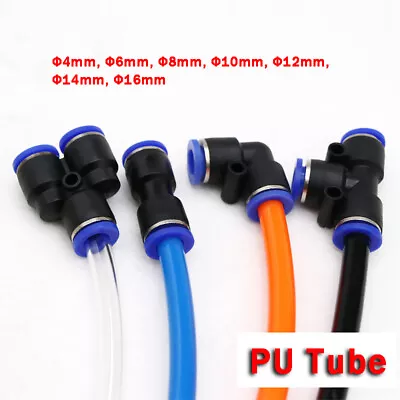 Pneumatic Push In Fittings Pipe Plastic Speed Join Adapter Air Water Hose Tube • $3.73