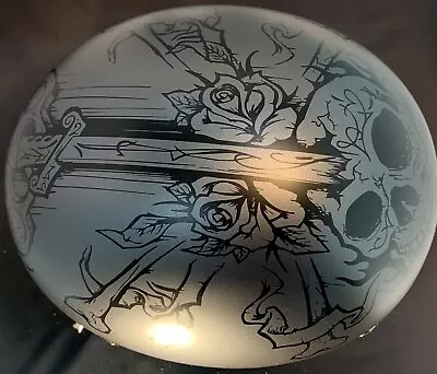 Voss Titanium Skull Rose Beanie Novelty Motorcycle Helmet Super Light Weight • $44.99
