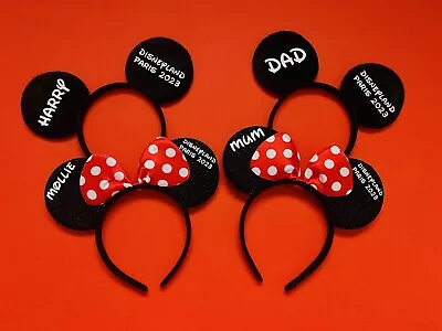 Personalised Minnie Mickey Ears Disney Theme Headband Disneyland Reveal • £7.59