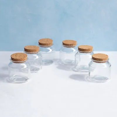 £13.95 • Buy 6 X 150ml Round Herb Spice Glass Jars Cork Lids Storage Containers Sweet Favour