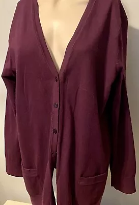 Motto Essentials Cotton Wine Burgundy Cardigan Button Front Sweater Top Xl • $19