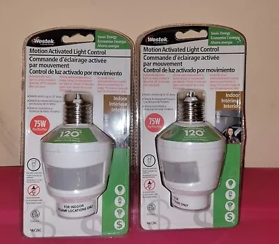 2 NEW Westek Indoor Motion Activated Light Control 75 Watts Max CFL Compatible  • $26.95