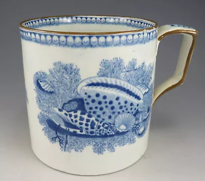 £135 • Buy Antique Pottery Pearlware Blue Transfer Sea Shell Pattern Mug / Tankard 1825