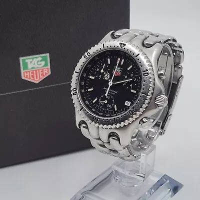 *VG++* TAG HEUER SEL.s/el CG1110-0 Chronograph Black Quartz Watch Box & Links • $664.95