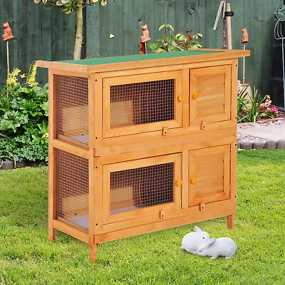 £84.99 • Buy Pet Cage Rabbit Hutch Large Wooden Double Decker W/ Run 120x 48 X100cm