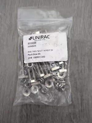 (20pk) UNIRAC BONDED T-BOLT & NUT 1/4  X 2.5  SS 330052S • $29.99