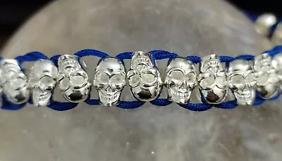 Silver Links Bracelet Different Colour Cord Linked Skull Friendship Bracelet • £4.99