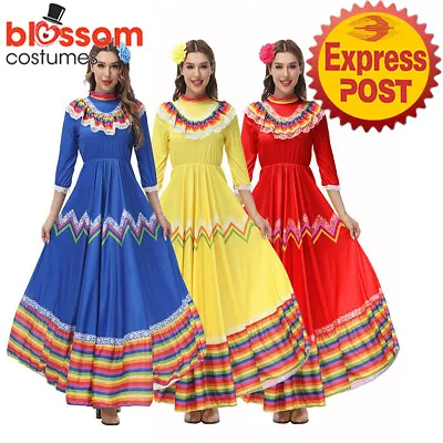 N1148 Senorita Costume Folk Mexican Dress Spanish Traditional Flamenco Dancer • $34.12