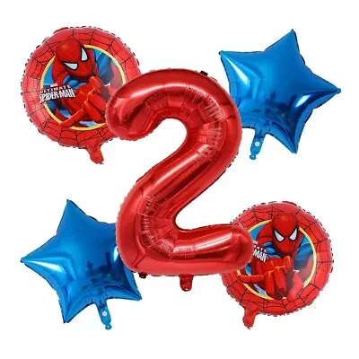 $4.99 • Buy Spiderman Balloons Bouquet 2nd Birthday 5pcs - Party Supplies Decorations