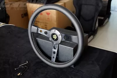 MOMO Prototipo 340mm 14' Genuine Leather Thickened Spoke Sport Steering Wheel • $78