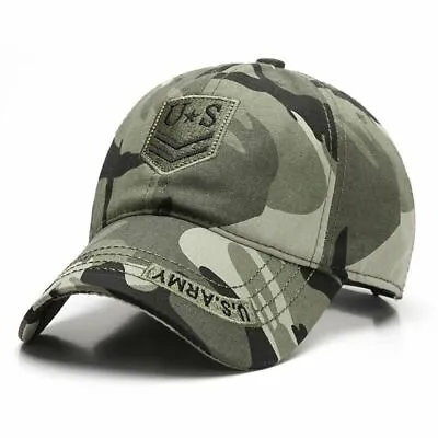 Cotton Baseball Cap For Men Casual U.S.Army Hat Ranger Swat Flag One Color • £24.70