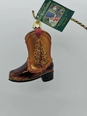 Old World Christmas Embellished Cowboy Boot Blown Glass Tree Ornament 4   • $14