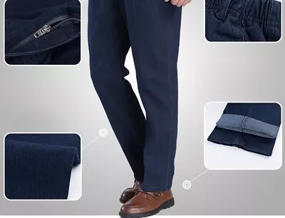 Mens Elastic Large Size Jeans Loose Fitting Straight Leg Pants With A High Waist • $27.99