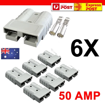$8.45 • Buy 6x Anderson Style Plug Connectors 50 AMP 64WG 12-24V DC Power Tool