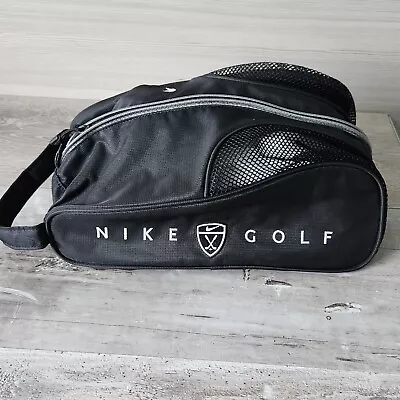 Vintage Nike Golf Black Shoe Bag Mesh Swoosh Tote Zipper Handle 2002 TIGER Era • $24.56