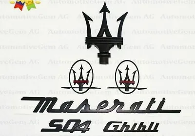 For Maserati Emblem Ghibli SQ4 Grille Trident Matte Black Badge Set Sticker Kit • $79.99