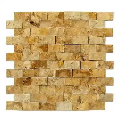 Gold Splitface Travertine Mosaic - 1 X2 X5/8  - 1 Pcs 4 X4  Sample Order • $9.90