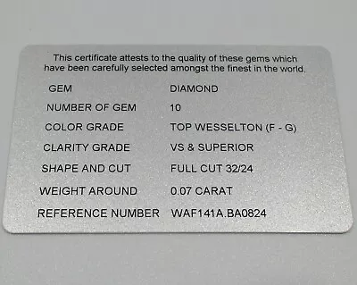 TAG Heuer Aquaracer WAF141A.BA0824 Precious Stones Diamond Certificate Card • £24.08