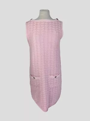 Chanel Pink 100% Cotton Sleeveless Dress Size UK12/US8 • £545