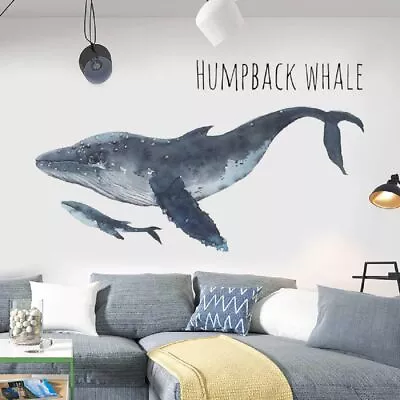 Humpback Whale Wall Decals Marine Animal Stickers Peel And Stick Art Mural Decor • $20.39