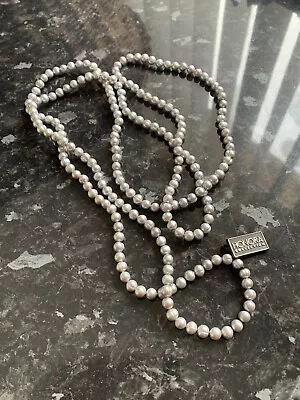 HONORA FRESHWATER LARGE LONG PEARL NECKLACE Silver Grey New With Tag • £24