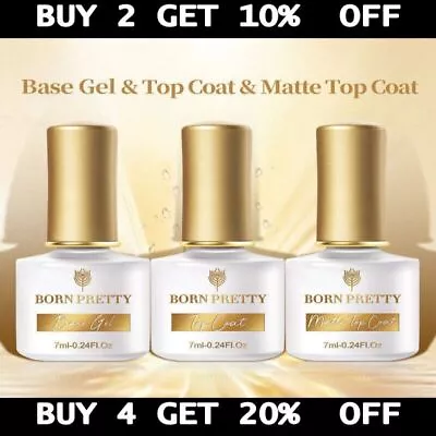 BORN PRETTY Base Coat Top Coat Matte Top Coat Primer Dehydrator Nail Gel Polish • £5.49