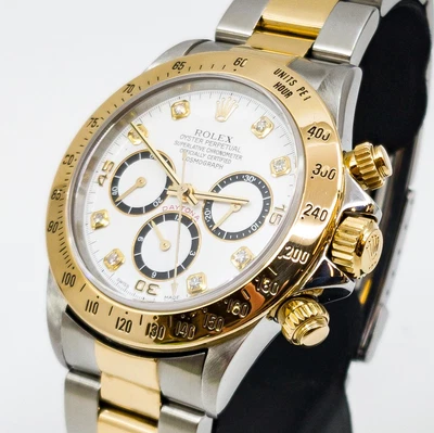 $35000 • Buy Rolex Daytona Cosmograph Zenith 2-Tone Diamond Watch 16523 C.1993 #58386