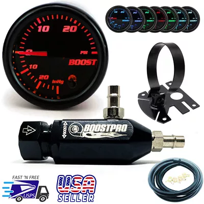 Manual Boost Controller KIT BLACK MBC 0-30PSI Turbo 7 Color Boost Gauge & Mount • $44.87