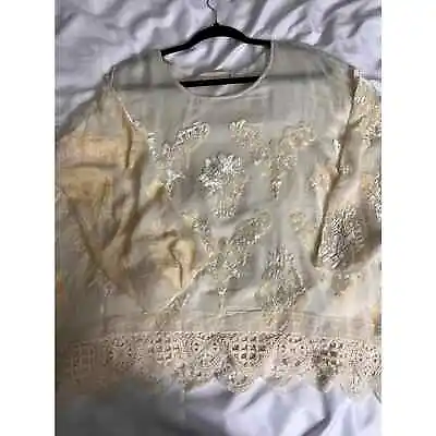 4 Love And Liberty Cream Embroidered Tunic Size L • $89