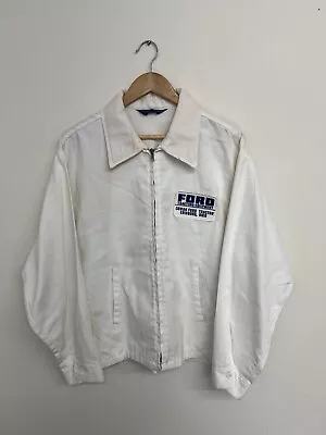 Vintage Mechanics Jacket Large Vtg 70s Ford Patch White Rare • $59