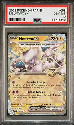 PSA 10 GEM MINT Mewtwo Ex 058/182 Paradox Rift DOUBLE RARE Pokemon Card • $27.98