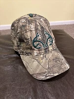 Realtree Fishing Camo Hat Flex Fit Sz S/M Baseball Cap Antler Fish Hooks Hunting • $9.88