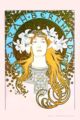 Sarah Bernhardt Actress Alphonse Mucha Art Nouveau Drawing Poster Art Print • $23.99