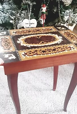 $104 • Buy Vintage Italian Inlaid Style Lift Top Musical Table Sewing Table