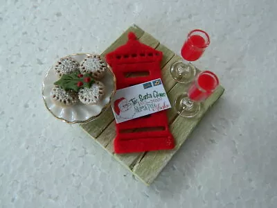 (X1.23)1/12th Scale DOLLS HOUSE HANDMADE SANTAS POST BOX AND SUPPER SET • £4.99