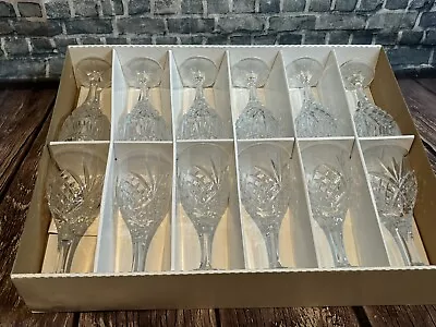 DUBLIN Shannon Crystal By Godinger Champagne/ Wine Glasses Complete Set Of 12 • $92