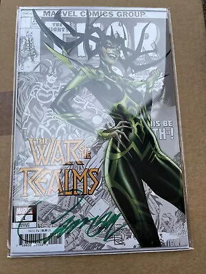 War Of The Realms #1 J Scott Campbell Hela Variant Signed With COA NM Limited • $40