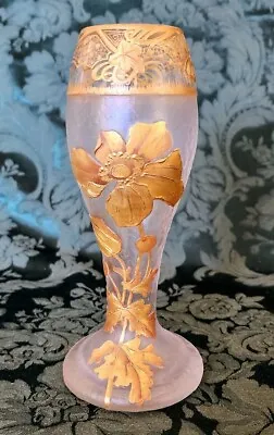 MONT JOYE French 1895 Crystal-Glass Handmade 22K Gold+Flowers Leaves Vines. • $875