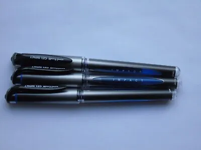 Pack Of 3 Uni-Ball UM-153S Gel Impact Roller Ball Pens 1mm Broad Nib BLUE INK • £6.69