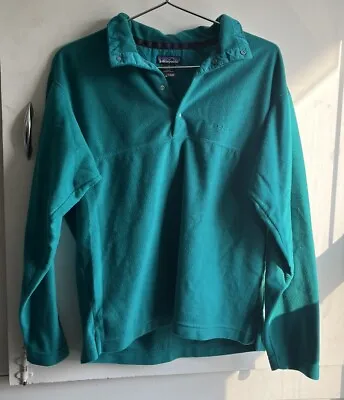 Vintage Patagonia Snap T Fleece Men's S Teal 1/4 Pullover Outdoor Made In USA • $28