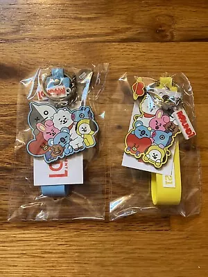 NEW NWT Lot Of 2 BT21 BTS X Line Friends Yellow & Blue Keychains K-Pop Round 1 • $10.50