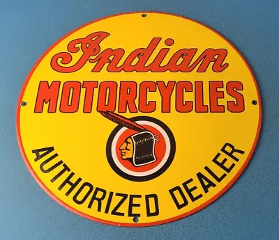 Vintage Indian Motorcycle Porcelain Gas Oil Pump Authorized Dealer Chief Sign • $138.47