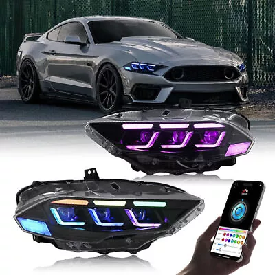 RGB Color LED Headlights For Ford Mustang 2018-2023 Head Front Lamps Assembly • $899